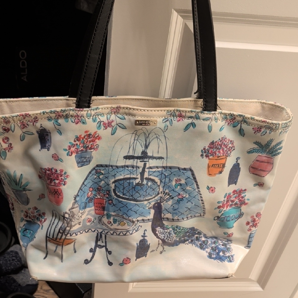 Kate Spade Floral Garden Print Tote with Black Handles